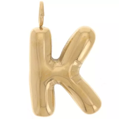 Colgante Letra Abecedario Bola 23x14 mm - K - Acero inoxidable 304L Dorado x1