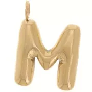 Colgante con letra del alfabeto en forma de globo, 23 x 17 mm - M - Acero inoxidable 304 Dorado x1