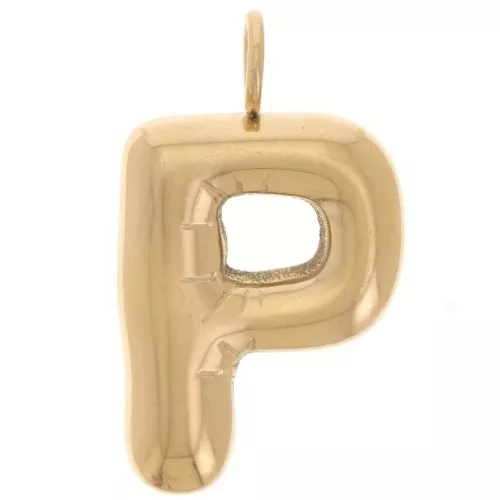 Colgante Letra Abecedario Bola 23x13,5 mm - P - Acero inoxidable 304L Dorado x1
