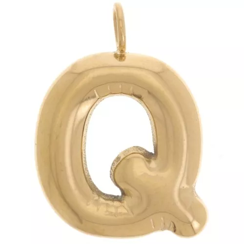 Colgante Letra Abecedario Bola 23x17 mm - Q - Acero inoxidable 304L Dorado x1
