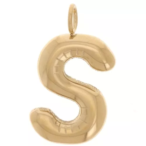 Colgante Letra Abecedario Bola 23x13 mm - S - Acero inoxidable 304L Dorado x1