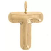 Colgante Letra Abecedario Bola 23x16 mm - T - Acero inoxidable 304L Dorado x1