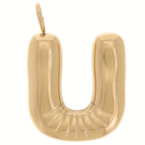 Colgante bola alfabeto letra 23x16 mm - U - Acero inoxidable 304L Dorado x1