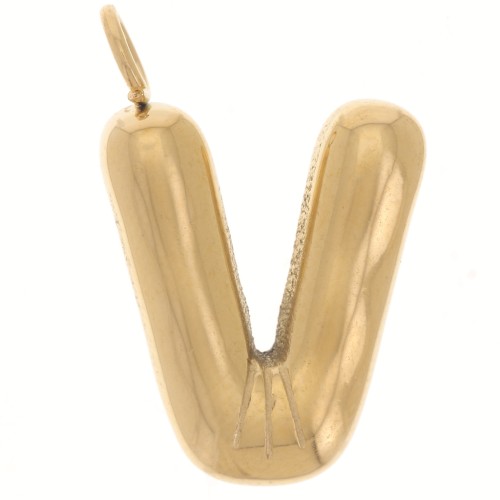 Colgante Letra Abecedario Bola 23x15 mm - V - Acero inoxidable 304L Dorado x1