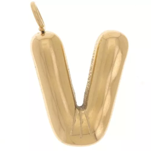 Colgante Letra Abecedario Bola 23x15 mm - V - Acero inoxidable 304L Dorado x1