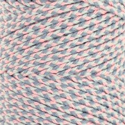 Cordón de algodón trenzado de 2,5 mm - made in France - Rosa claro - Gris x1m|raw }}
