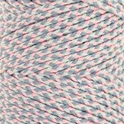 Cordón de algodón trenzado de 2,5 mm - made in France - Rosa claro - Gris x1m