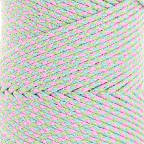 Cordón de algodón trenzado francés de 2,5 mm - Verde claro - Azul - Rosa x1m