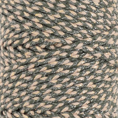 Cordón de algodón trenzado de 2,5 mm - made in France - Caqui - Beige - Dorado x1m