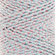 Cordón de algodón trenzado de 2,5 mm - made in France - Multi Azul - Rosa Dorado x1m|raw }}