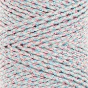 Cordón de algodón trenzado de 2,5 mm - made in France - Multi Azul - Rosa Dorado x1m