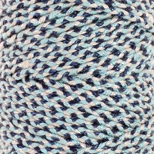 Cordón de algodón trenzado de 3 mm - made in France - Azul oscuro - Azul claro x1m