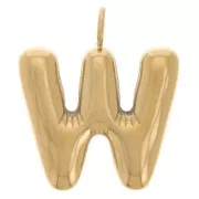 Colgante Alfabeto Letra Bola 23x20 mm - W - Acero inoxidable 304L Dorado x1