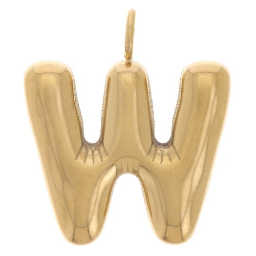 Colgante Alfabeto Letra Bola 23x20 mm - W - Acero inoxidable 304L Dorado x1