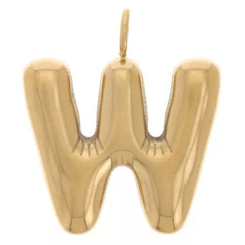 Colgante Alfabeto Letra Bola 23x20 mm - W - Acero inoxidable 304L Dorado x1