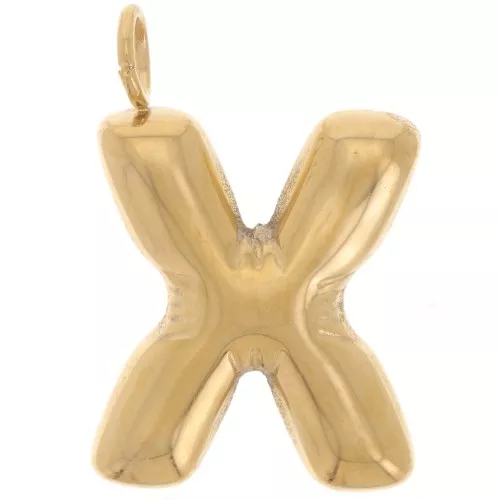 Colgante Letra Abecedario Bola 23x15 mm - X - Acero inoxidable 304L Dorado x1