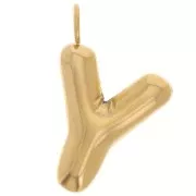 Colgante bola alfabeto letra 22x15 mm - Y - Acero inoxidable 304L Dorado x1