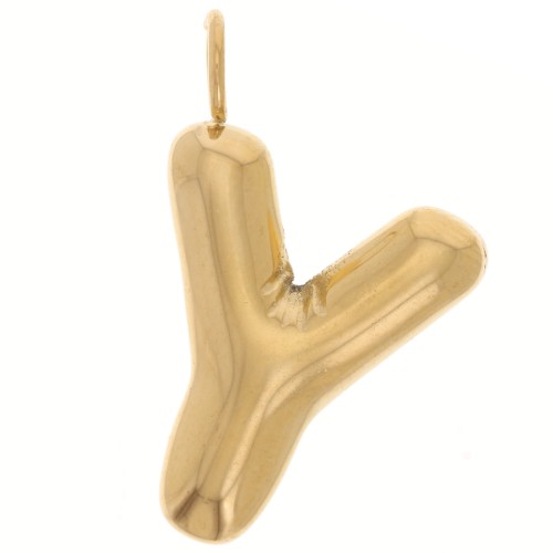 Colgante bola alfabeto letra 22x15 mm - Y - Acero inoxidable 304L Dorado x1