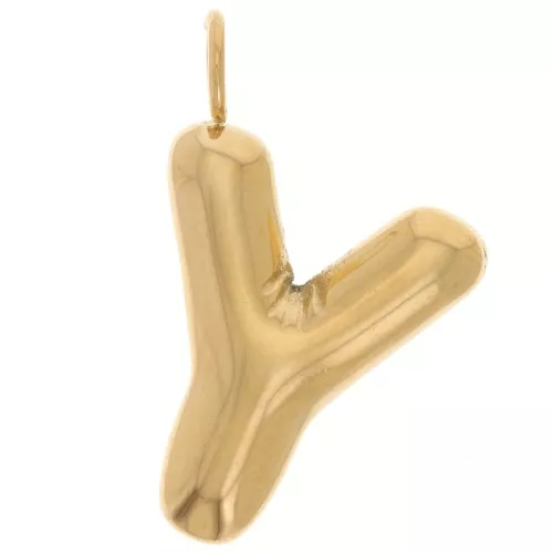 Colgante bola alfabeto letra 22x15 mm - Y - Acero inoxidable 304L Dorado x1