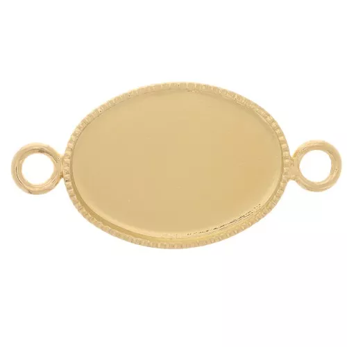 Entrepieza para cabujón ovalado con base plana 14x10 mm Dorado x1