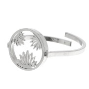 Anillo redondo ajustable - motivo floral - cabujón plano de 10 mm - acero inoxidable 304L x1
