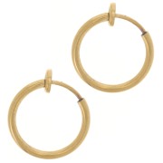 Mini Pendientes de aro - Para orejas no perforadas 15 mm - Acero inoxidable 304L Dorado x2|raw }}