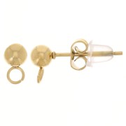 Pendientes bola 4 mm - anilla perpendicular - Acero inoxidable 304L Dorado x20