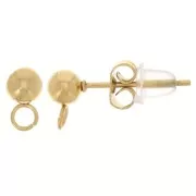 Pendientes bola 4 mm - anilla perpendicular - Acero inoxidable 304L Dorado x20