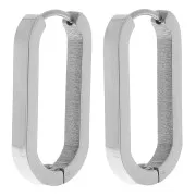 Pendientes de aros ovalados aplanados 25x14 mm - Acero inoxidable 304L x2