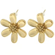 Pendientes margarita 25x22 mm - Acero inoxidable 304L Dorado x2