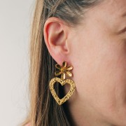 Pendientes margarita 25x22 mm - Acero inoxidable 304L Dorado x2