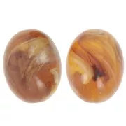 Cuenta con forma de oliva 24x19 mm en resina translúcida - Albaricoque jaspeado x1
