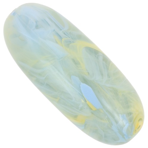 Cuenta con forma de oliva 34x14 mm en resina translúcida - Verde liquen jaspeado azul - amarillo x1