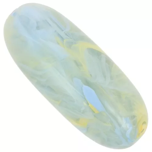 Cuenta con forma de oliva 34x14 mm en resina translúcida - Verde liquen jaspeado azul - amarillo x1
