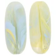 Cuenta con forma de oliva 34x14 mm en resina translúcida - Verde liquen jaspeado azul - amarillo x1
