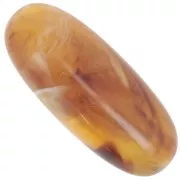 Cuenta con forma de oliva 34x14 mm en resina translúcida - Albaricoque jaspeado x1