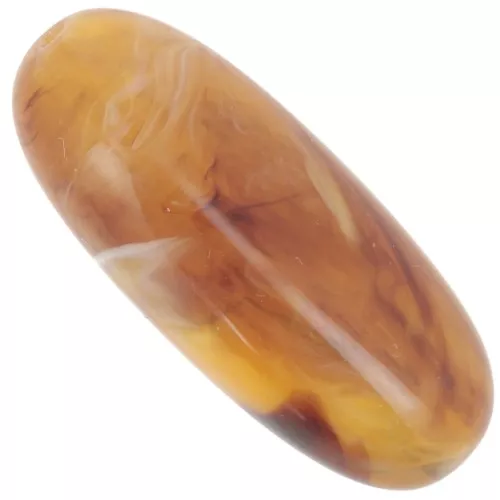 Cuenta con forma de oliva 34x14 mm en resina translúcida - Albaricoque jaspeado x1