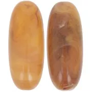 Cuenta con forma de oliva 34x14 mm en resina translúcida - Albaricoque jaspeado x1
