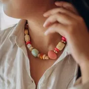 Cuenta redonda de resina translúcida 18x9 mm - Azul esmerilado jaspeado x1