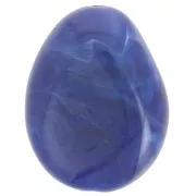 Cuenta de resina opaca irregular plana 22x17 mm - Azul marino jaspeado x1