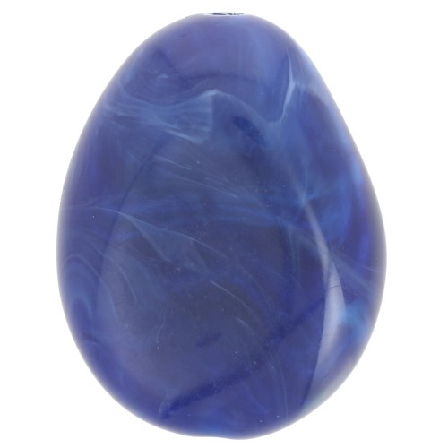 Cuenta de resina opaca irregular plana 22x17 mm - Azul marino jaspeado x1