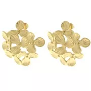Pendientes flor 26 mm - Acero inoxidable 304L Dorado x2