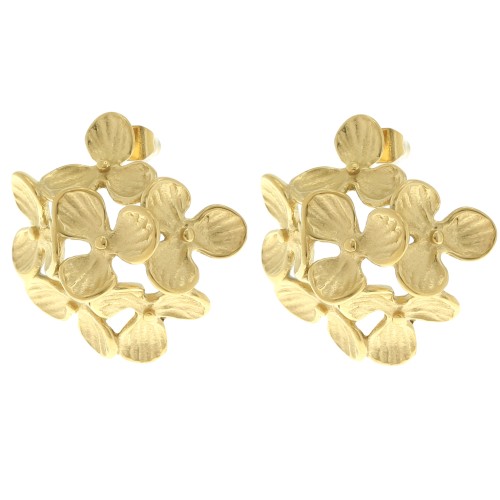 Pendientes flor 26 mm - Acero inoxidable 304L Dorado x2