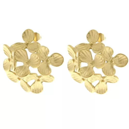 Pendientes flor 26 mm - Acero inoxidable 304L Dorado x2