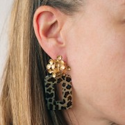 Pendientes flor 26 mm - Acero inoxidable 304L Dorado x2