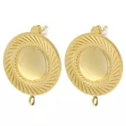 Clous d'oreilles rond bombé strié 20.5 mm - Acier inoxydable 304L Doré x2