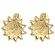 Pendientes sol martillado 15 mm - Acero inoxidable 304L Dorado x2|raw }}