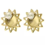 Pendientes sol martillado 15 mm - Acero inoxidable 304L Dorado x2