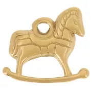 Dije caballo balancín 13x16 mm - Acero inoxidable 304L Dorado x 1
