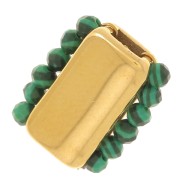 Cuenta rectangular 11x6 mm para tejer con cuentas - Acero inoxidable 304L Dorado x1